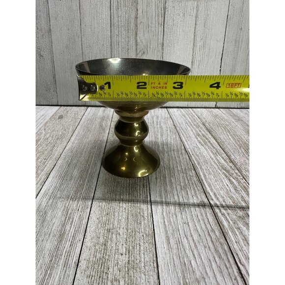 Vintage Set of 6 Etched Brass Footed Goblets Bowls Patina Made in India 4" Tall - Picture 6 of 8